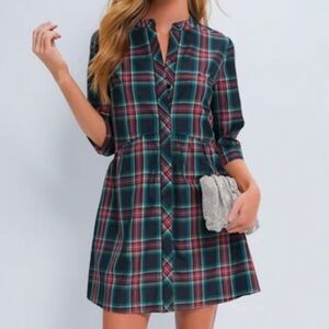 Tuckernuck Highland Tartan Royal Shirt Dress-Women’s M/L-Green/Red-Preppy-NEW
